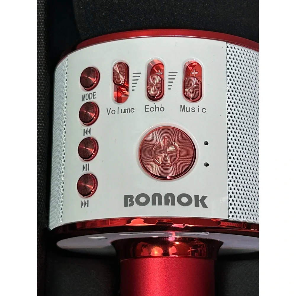 BONAOK Portable Karaoke Microphone Speaker Case Red Black Zipper
